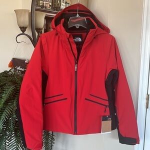 Brand New The North Face Inclination Jacket Red & Black Zippered Hooded Dryvent